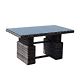 greemotion Rattan-Esstisch Bari in Grau mit Glasplatte - Gartentisch höhenverstellbar - Lounge-Tisch für 4 Personen - Gartenmöbel aus Polyrattan für ...