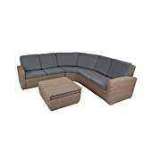 greemotion Rattan-Lounge New York - Gartenmöbel-Set 4-teilig aus Polyrattan in Braun mit Auflagen in Grau - Design-Loungeset mit 2 x ...
