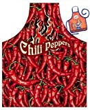Grillschürze Chili Peppers Küchenschürze Koch Schürze geil bedruckt Geschenk Set mit Mini Flaschenschürze