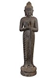 Große Betende Buddhafigur Steinguss / stehender Steinbuddha 150cm, Steinfigur / Skulptur für Haus und Garten