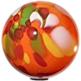 große Gartenkugel, Rosenkugel, Dekokugel "SPOT L" orange mit Multicolor, Ø 18 cm, mundgeblasen und handgeformtes Glas Unikat (ART GLASS powered ...