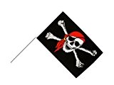 Große Stockflagge / Stockfahne Pirat mit Kopftuch + gratis Sticker, Flaggenfritze®