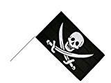 Große Stockflagge / Stockfahne Pirat mit zwei Schwertern + gratis Sticker, Flaggenfritze®
