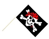 Große Stockflagge / Stockfahne Pirat one eyed Jack + gratis Sticker, Flaggenfritze®