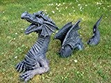Großer 3 teiliger Gartendrache Dragon Figur Drache