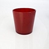 Großes Glasgefäß / Blumentopf ALENA, rot, 19cm, Ø18,5cm - Rundes Glas / Pflanztopf