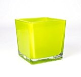 Großes Teelichtglas / Windlicht Glas KIM, hellgrün, 12 x 12 x 12 cm - Pflanzgefäß / Kerzenglas - INNA Glas