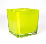 Großes Teelichtglas / Windlichtglas KIM, hellgrün, 14 x 14 x 14 cm - Pflanzgefäß / Kerzenglas - INNA Glas