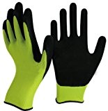 Grüne und schwarze Latex Gartenhandschuhe von Easy Off Handschuhe. Fachschaumlatex auf der Handfläche und Fingerspitzen für maximale Geschicklichkeit, Haltbarkeit, Festigkeit, ...