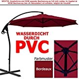 habeig® LUXUS Ampelschirm 3m Bordeaux rot WASSERDICHT durch PVC Schirm 300cm Sonnenschirm