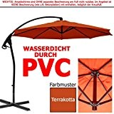 habeig® LUXUS Ampelschirm 3m Terrakotta rot WASSERDICHT durch PVC Schirm 300cm Sonnenschirm
