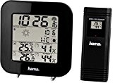 Hama Funk Wetterstation EWS-200 (Funkuhr, Wecker, Thermometer, Mondphasenanzeige und Wettervorhersage, inkl. Außensensor mit 30m Reichweite), schwarz