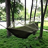 Hammock Portable High Strength Fabric Hammock Hanging Bed with Mosquito Net for Outdoor Camping Garden Travel Beach Nylon Swing Bed ...