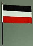Handflagge Tischflagge Deutsches Kaiserreich schwarz weiß rot Kaiserflagge 15x25 cm mit 37 cm Mast aus PVC-Rohr, ohne Ständerfuß
