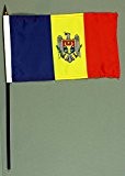 Handflagge Tischflagge Moldawien 15x25 cm mit 37 cm Mast aus PVC-Rohr, ohne Ständerfuß