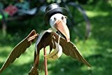 handgefertigtes Windspiel Wippe aus Metall "Flying Professor" Storch Adebar Gartendekoration bunt