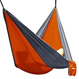 Hängematte Camping Hammock Single/Double Parachute, leicht und tragbar, mit extra Schlafaugenmaske Augenbinde Blindfold für für Outdoor/Camping/Reisen (Double, Orange/Grau)