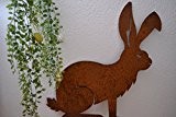 Hase für den Garten - Osterhase Gartenstecker, Gesamthöhe 50 cm- aus Metall-Rost zum Stecken in die Erde-Gartenstecker Hase, witterungsbeständig, gute ...