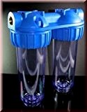 Hauswasserwerk Aussenfilter - Doppelfilter Leergehäuse Wasserfilter 10 Zoll für Brunnenwasser, Zisterne