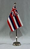 Hawaii USA Bundesstaat 15x25 cm Tischflagge (CH) mit 42 cm Chrom Tischflaggenständer, edle Ausführung