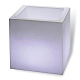HC-Handel 930637 LED Pflanztopf "Würfel" Kunststoff eckig 38 cm weiß/bunt
