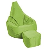 Hi Sitzsack Bagz & passender Fußhocker Combo - 100% pflegeleicht hohe Rückenlehne Sitzsäcke Lime Grün