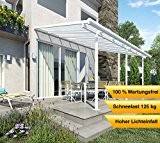 Hochwertige Aluminium Terrassenüberdachung, Terrassendach Sierra 299x555 cm (TxB) - weiß inkl. Befestigung und Regenrinne