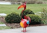 Hochwertige Gartenfigur Bunter lustiger Vogel, Eisen reine Handarbeit