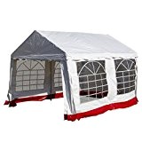 Hochwertiges Festzelt Partyzelt Pavillon 3 x 4 m weiß / roter Rand mit Seitenteilen für Garten Terrasse Feier Markt als ...