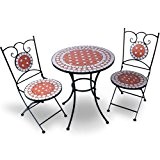 Hochwertiges & Stabiles Mosaik Gartenmöbel Set Tisch + 2 Stühle in terracotta