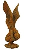Hockende Engelfrau mit Flügeln "RACHEL" Edition Oxid, Steinguss Gartenskulptur, B/H: 49/114cm, wetterfeste Figur für den Außenbereich