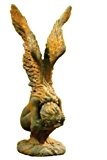Hockende Engelfrau mit Flügeln "RACHEL" Rosteffekt, Steinguss Gartenskulptur, B/H: 49/114cm, wetterfeste Figur für den Außenbereich