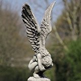 Hockende Engelfrau "RACHEL", Steinguss Gartenskulptur, B/H: 30/70 cm, wetterfeste Figur für den Außenbereich