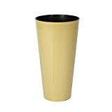 Hohe Blumenvase Blumentopf inkl. Einsatz glänzende Oberfläche Shine D400 Kaffee TUBUS Serie Kunststoff