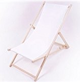 Holz Liegestuhl - weiß - stabile Strandliege 3-fach höhenverstellbar mit Sicherheitsbügel (Weiß)