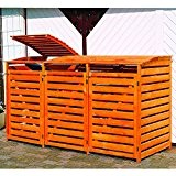 Holz-Mülltonnenbox Vario III für 3 Tonnen Mülltonnenverkleidung, Farbe:Honigbraun