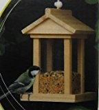 Holz Vogelhäuschen / Vogelfutter Haus / Vogelfutterhaus ca. 14,5 x 14,5 x 22cm, Vogelhaus zum Hängen und Stellen, M-45471