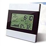 HOUTBY™ Digitales Thermo-Hygrometer Hygrometer Feuchtesensor Monitor mit Uhrzeitanzeige Alarmfunktion für Schlafzimmer, Büro, Wohnzimmer, Kinderzimmer