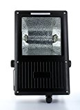 HQI Flutlicht Strahler TJW 3 150 Watt schwarz mit Leuchtmittel tageslicht-weiß 5200K asymmetrisch Hallenlampe Reitplatzbeleuchtung Sportplatzbeleuchtung
