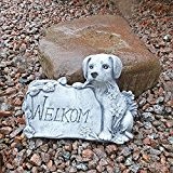 Hund Beagle Welkom RELIEF GARTEN DEKO FIGUR zum Aufhängen Steinfigur Türschild massiver Steinguss