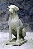 Hund Pointer sitzend, Gartenfigur, Steinfigur, Steinhund, stone dog Farbe sandstein