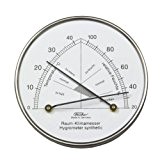 Hygrometer synthetic mit Thermometer / Edelstahlgehäuse Ø 103 mm