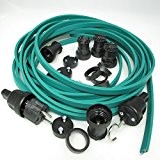 IKu ® Bausatz Illu Lichterkette 25 Meter 25 Fassungen - Stecker - Endstück - Grünes Kabel