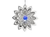 Illumino Edelstahl-Windspiel Azalea mit kobaltblauer 40mm Kristallkugel