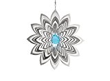 Illumino Edelstahl-Windspiel Azalea mit türkisfarbener 30mm Kristallkugel