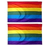 ILOVEDIY 2Stück Regenbogen Flagge Fahne Polyester Gay Lesbian LGBT pride