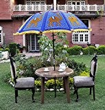 Indian Garden Umbrella Dekorative Handgefertigte Gestickte Außen Parasol Große blaue Farbe 133 x 183 cm