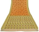 Indien Jahrgang 100% reine Seide Saree Orange gewebt Sari Handwerk Sarong antiken Stoff