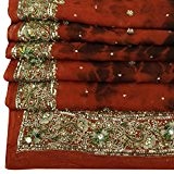 Indische JahrgangDupatta-lange Stola-Chiffon- Silk orange Hand-Wulstige Schals Hijab