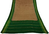 Indisches ethnisches Weinlese-Saree-reines Baumwollgewebe-feste Muster Brown-Fertigkeit Sari